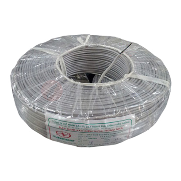 Dây điện thoại Saicom trắng xám inside 1Px0.5