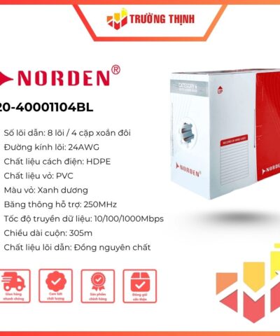 Cáp mạng Norden CAT 6 UTP 24AWG 4 PAIR 120-40001104BL
