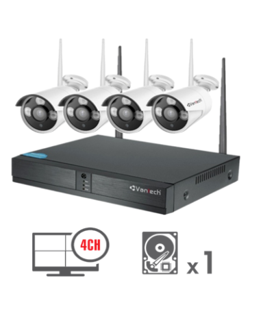 Trọn Bộ Camera Wifi 4 Kênh VanTech 2MP VP-0460W