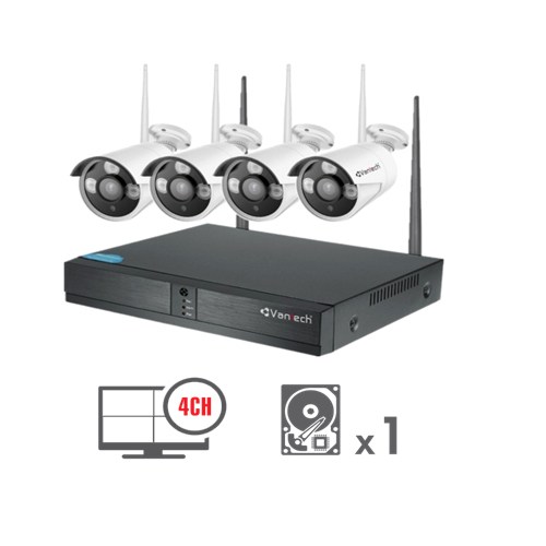 Trọn Bộ Camera Wifi 4 Kênh VanTech 2MP VP-0460W