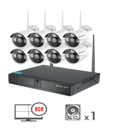 Trọn Bộ Camera Wifi 8 Kênh VanTech 2MP VP-0860W