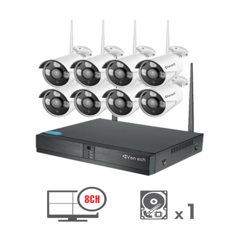 Trọn Bộ Camera Wifi 8 Kênh VanTech 2MP VP-0860W
