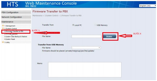 Tổng hợp firmware, hướng dẫn update tổng đài KX-HTS824