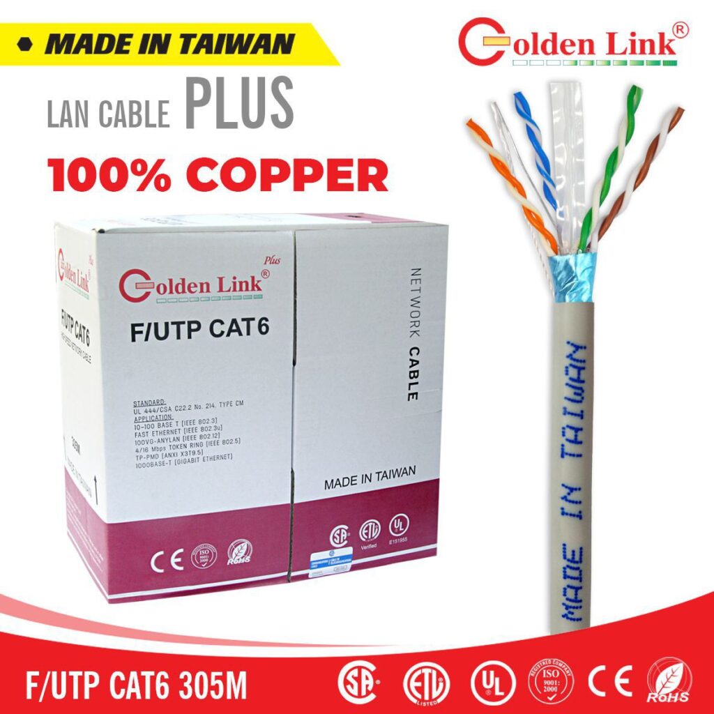 Cáp mạng CAT6 GOLDEN PLUS XÁM TRẮNG (Chống Nhiễu) 2-00104TW