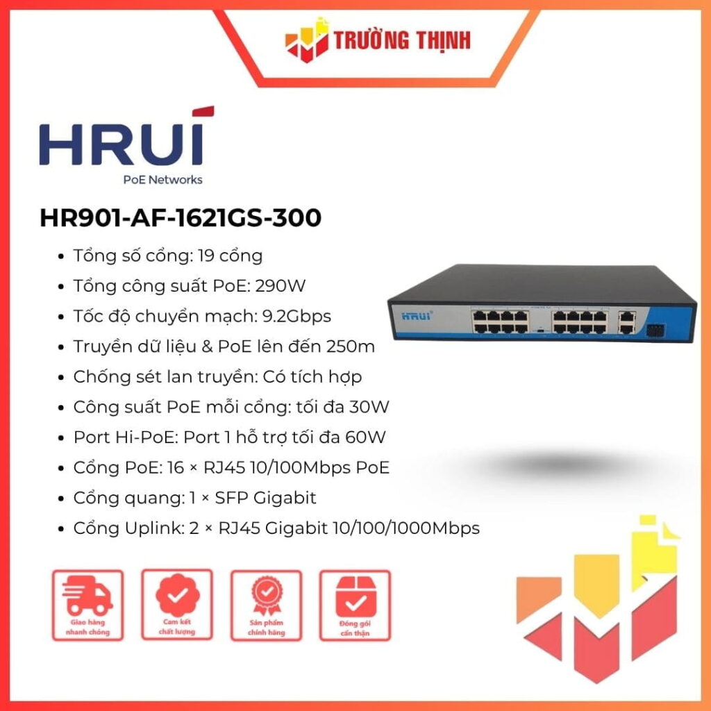 Switch POE Hrui 16 Port HR901-AF-1621GS-300