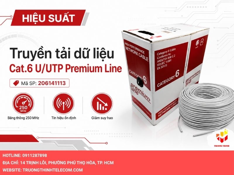 Hiệu suất truyền tải dữ liệu của Cáp mạng Cat.6 U/UTP Premium Line (206141113)