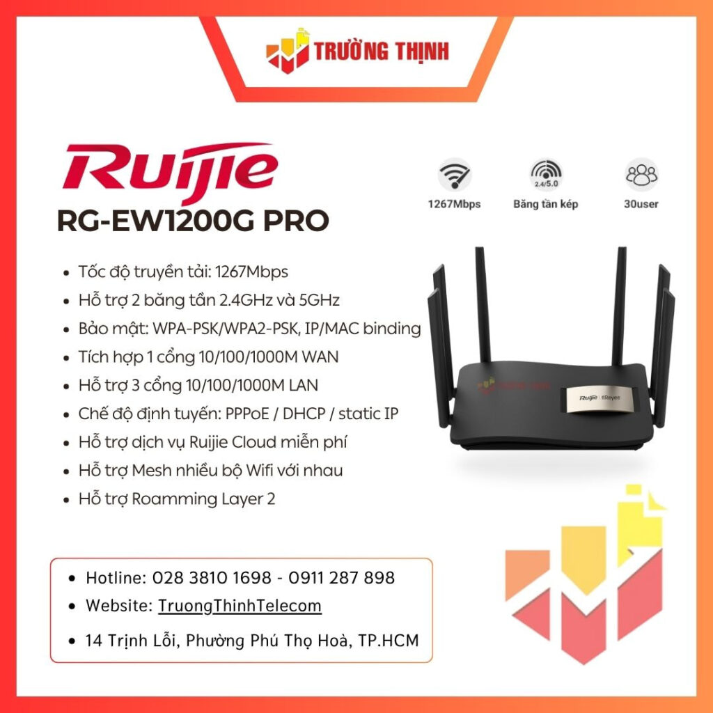 Bộ Phát Wifi gia đình Ruijie RG-EW1200G PRO
