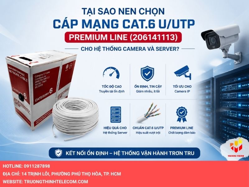 Tại sao nên chọn Cáp mạng Cat.6 U/UTP Premium Line (206141113) cho hệ thống Camera và Server?