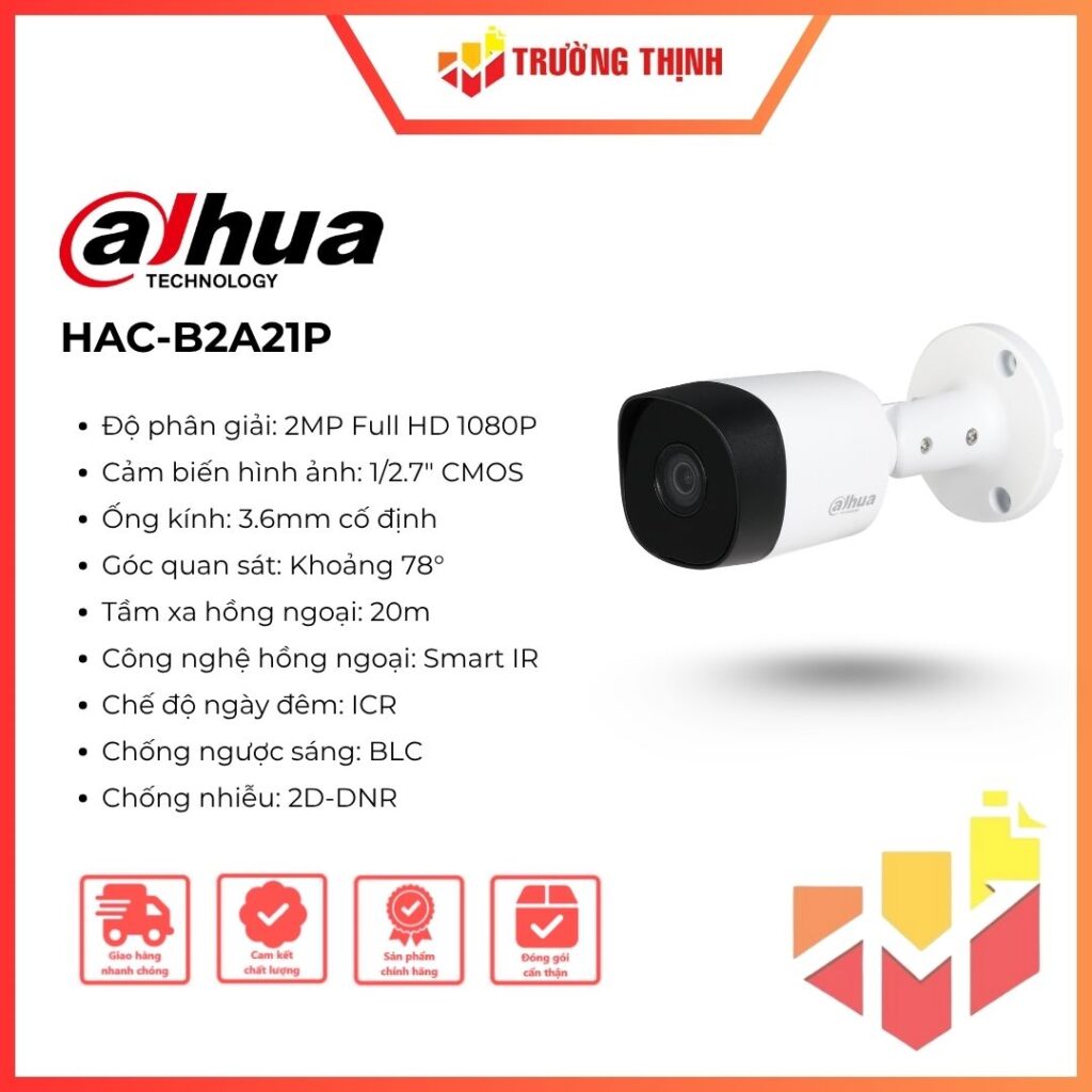 Camera HDCVI Cooper DAHUA HAC-B2A21P 2MP Full Color