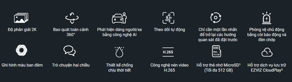 Thông số kỹ thuật Camera wifi Ezviz H8 3MP