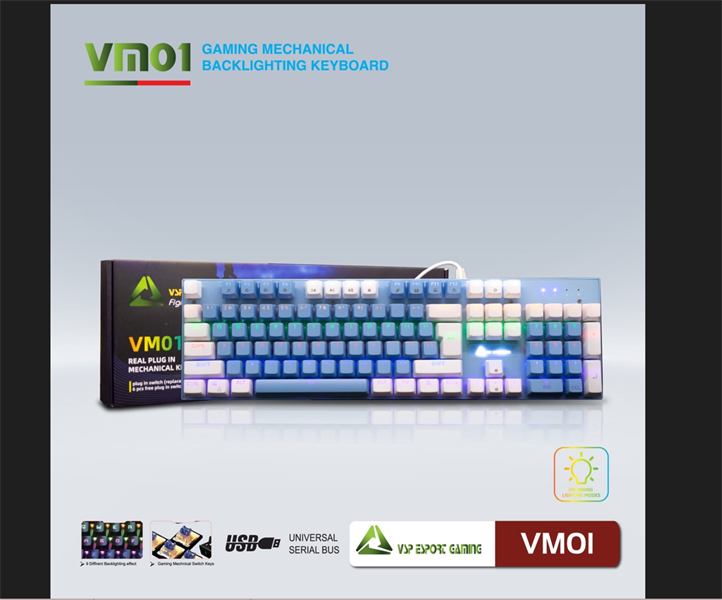 Phím Cơ VSP VM01 - Trắng Xanh
