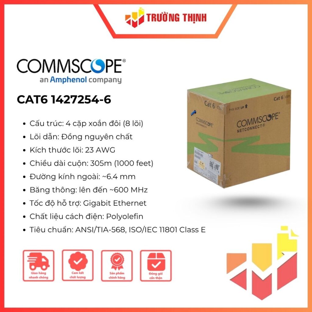 Cáp mạng AMP Commscope Cat6 UTP 1427254-6 305m/cuộn