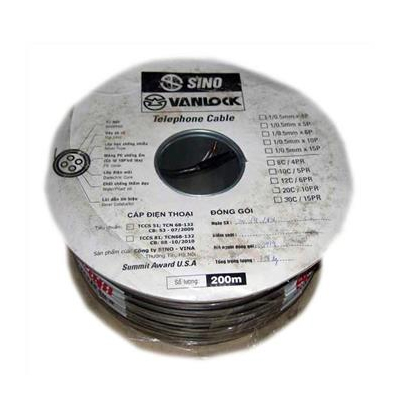 Dây điện thoại 4 line Vanlock (xám) (TLD 1/0.4mm x 2P/GY)