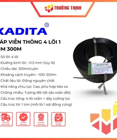 Cable Điện Thoại 4 Lõi 1 Tim Liền Nguồn Neo Kadita 300m