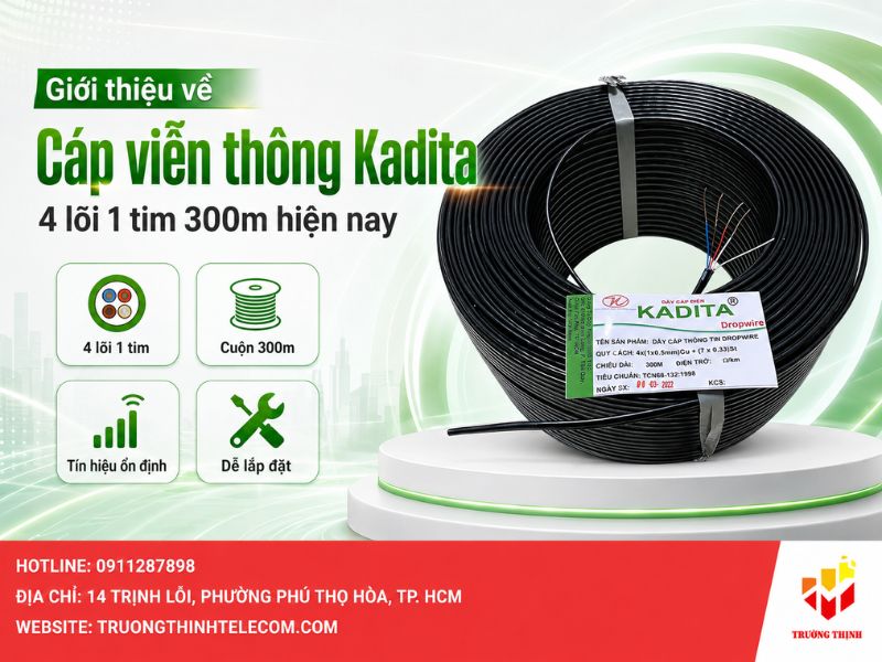 Giới thiệu về cáp viễn thông cable điện thoại 4 lõi 1 tim Kadita 300m hiện nay