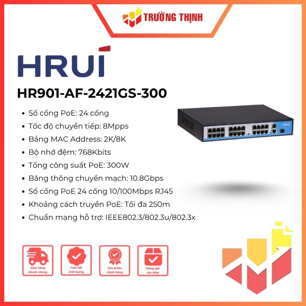 Switch POE Hrui 24 Port HR901-AF-2421GS-300