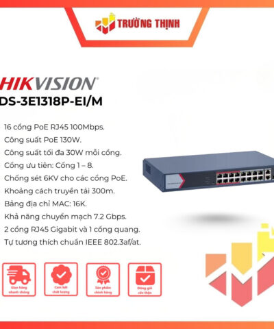 Switch mạng thông minh 16 cổng PoE HIKVISION DS-3E1318P-EI/M