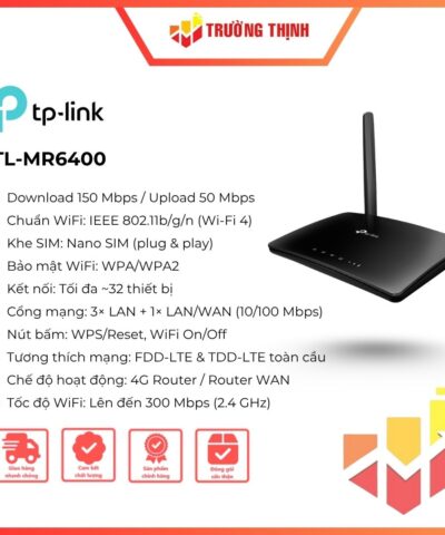 Router Wifi 4G Lite chuẩn N 300 Mbps TP-Link TL-MR6400 không dây