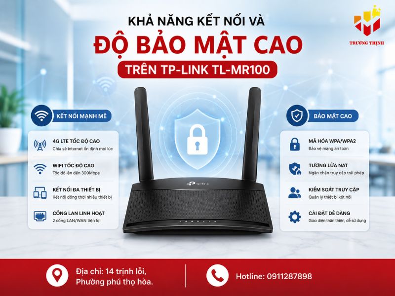Khả năng kết nối và độ bảo mật cao trên TL-MR100