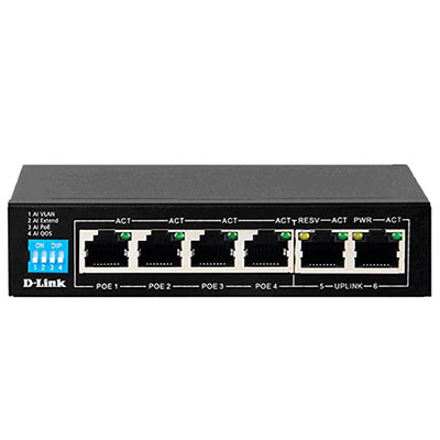 Switch PoE+ 6 port 10/100 Mbps D-Link DES-F1006P-E