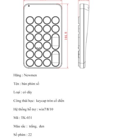 Bàn phím số Newmen TK-031