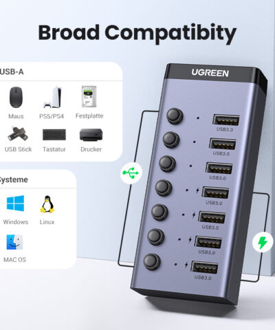 Bộ chia 7 cổng USB 3.0 có công tắc Ugreen 90305