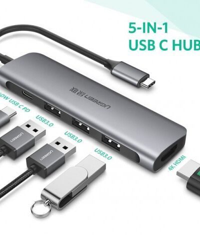 Bộ  chuyển Ugreen 50209 USB-C sang HDMI + 3 cổng USB3.0