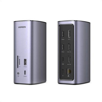 Bộ chuyển đổi Ugreen 90325 USB-C sang 3*USB 3.0, 2*HDMI, 1DP, RJ45, SD&TF&3,5mm 12 in 1 CM555