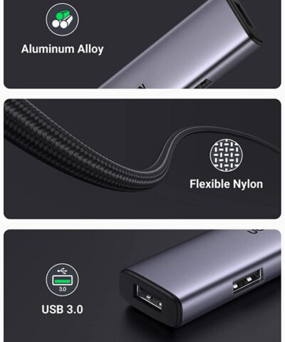 Bộ chia Ugreen 20841 USB Type-C ra 4 cổng USB 3.0