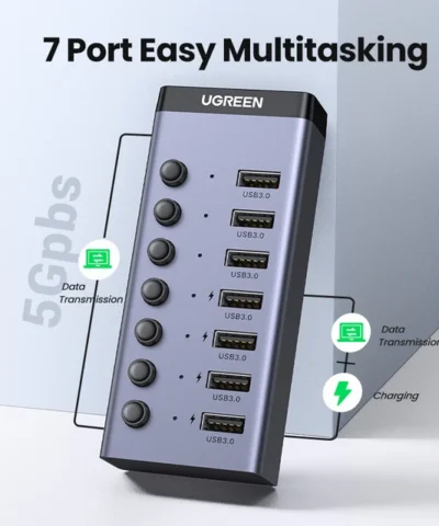 Bộ chia 7 cổng USB 3.0 có công tắc Ugreen 90305