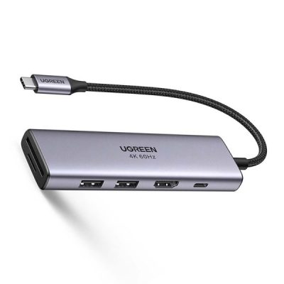 Thiết bị mở rộng Ugreen 60384 Type C Sang HDMI + USB 3.0*2 + SD/TF + PD