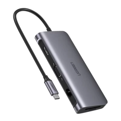 Bộ chuyển đổi Ugreen 70490 USB C Sang HDMI + VGA+USB 3.01 + RJ45+SD/TF+PD