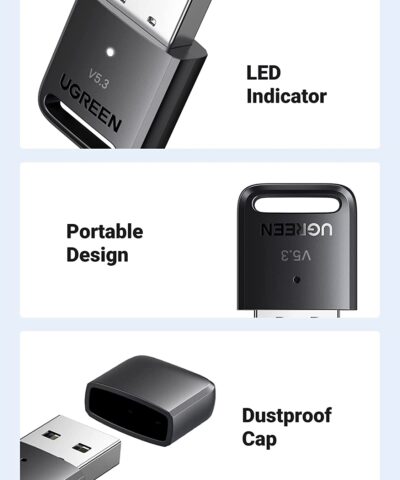 Thiết bị USB Bluetooth 5.3 Dongle cho PC Ugreen 90225