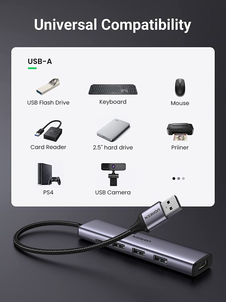 Bộ chia Ugreen 20805 USB 3.0 Type-A ra 4 cổng USB 3.0 (hỗ trợ nguồn Type-C)