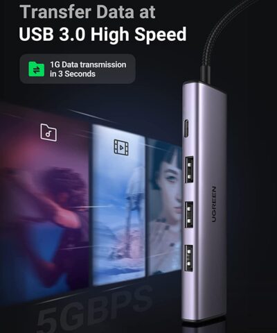 Bộ chia Ugreen 20805 USB 3.0 Type-A ra 4 cổng USB 3.0 (hỗ trợ nguồn Type-C)