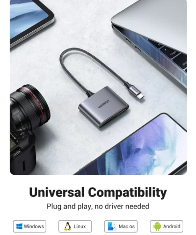 Đầu đọc thẻ SD/TF kèm OTG chuẩn USB 3.1 Type-C Ugreen 80798
