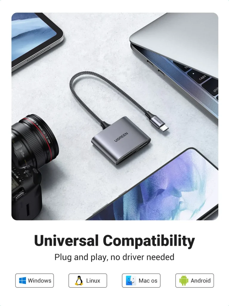 Đầu đọc thẻ SD/TF kèm OTG chuẩn USB 3.1 Type-C Ugreen 80798