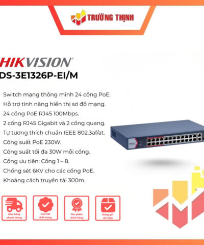 Switch mạng smart 24 cổng PoE HIKVISION DS-3E1326P-EI/M