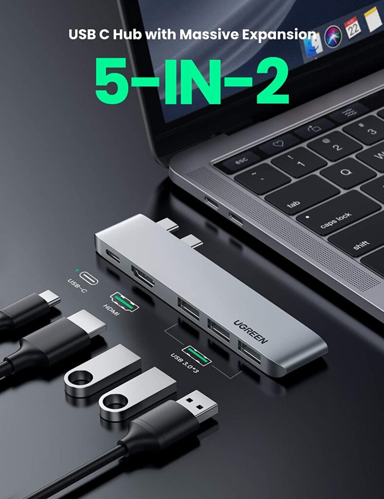 Bộ chuyển Ugreen 60559 USB-C sang HDMI + Hub USB 3.0 + USB-C