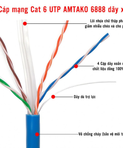 Cáp mạng Cat6 UTP AMTAKO 6888 dây xanh 305m