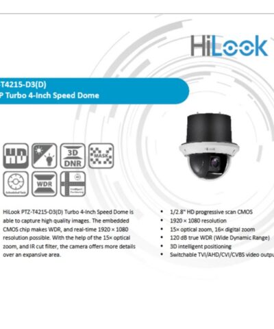 Camera HDTVI Speed Dome 2MP Hilook PTZ-T4215-D3