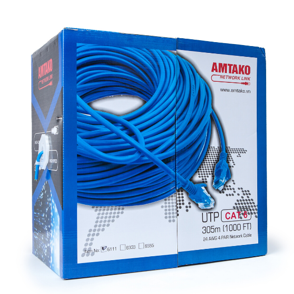 Cáp mạng Cat6 UTP AMTAKO 6222 dây xanh 305m