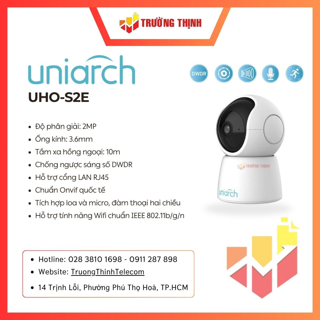 Camera IP WIFI thân trụ 2MP UNIARCH UHO-S2E