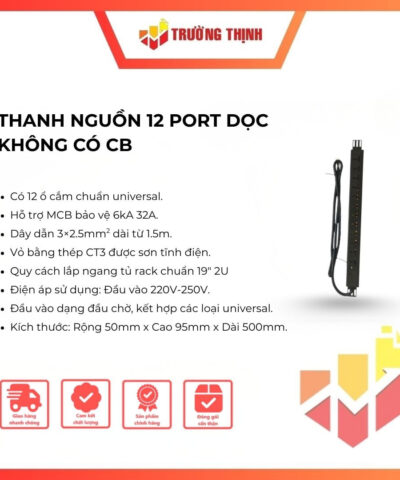 THANH NGUỒN 12 PORT DỌC KHÔNG CÓ CB
