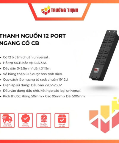 THANH NGUỒN 12 PORT NGANG CÓ CB