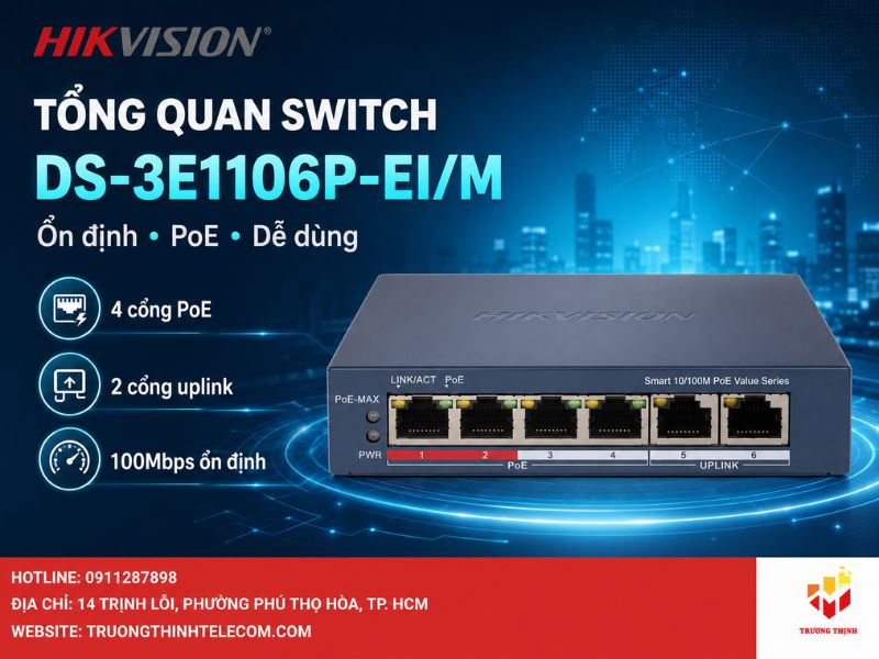 Giới thiệu tổng quan về Switch DS-3E1106P-EI/M và vị thế trên thị trường