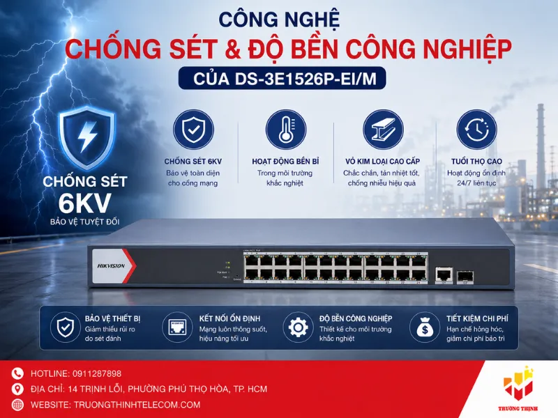 Công nghệ chống sét và độ bền công nghiệp của DS-3E1526P-EI/M