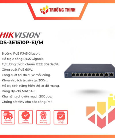 Switch mạng thông minh 8 cổng PoE Gigabit Hikvision DS-3E1510P-EI/M