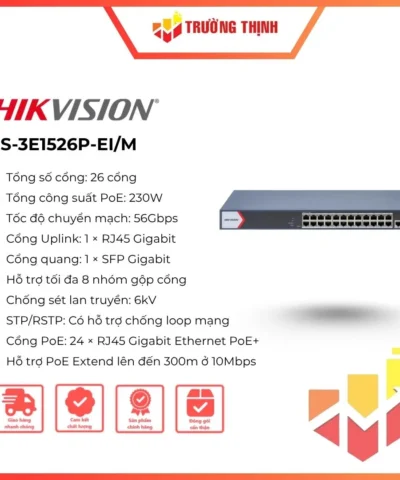 Smart Switch PoE 24 port GE Hikvision DS-3E1526P-EI/M