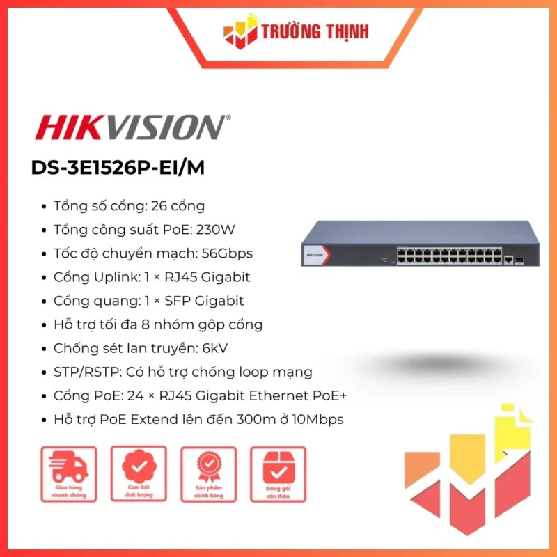 Smart Switch PoE 24 port GE Hikvision DS-3E1526P-EI/M